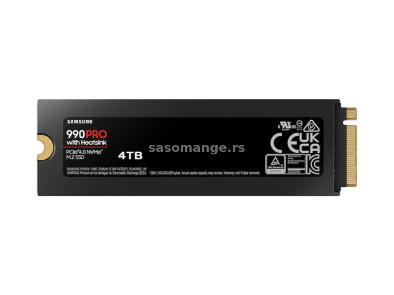 M.2 NVMe 4TB SSD, 990 PRO, PCIe Gen4.0 x4, Read up to 7450 MB/s, Write up to 6900 MB/s, 2280, w/H...