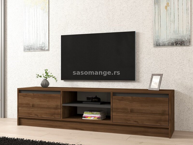 HANAH HOME TV polica Olca Walnut Anthracite