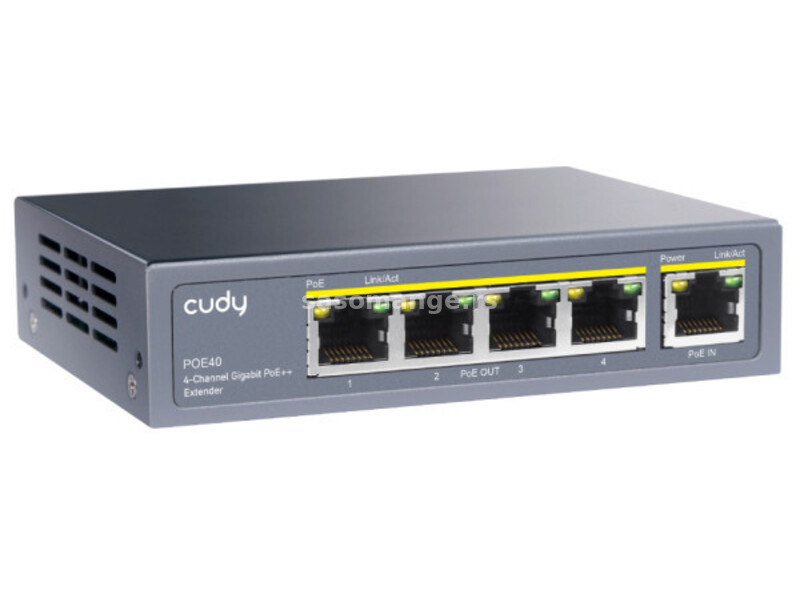 Cudy POE40 60W/30W Gigabit POE+ Extender, 802.3af/802.3at Standard, Data Power 100 Meters, Metal