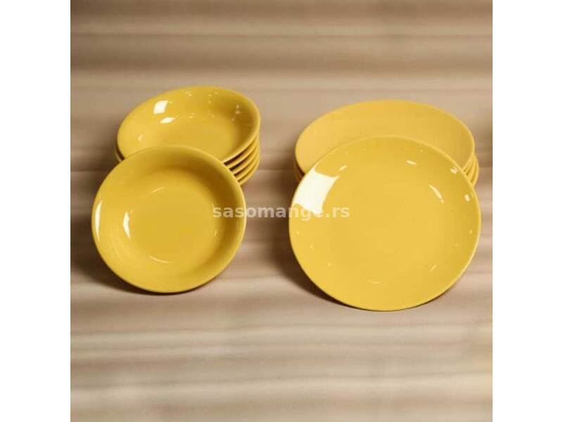 Servis za ručavanje od keramike Kutahya Harlek žuti 18 delova
