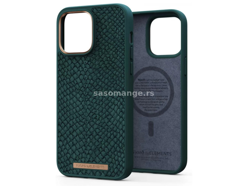 NJORD Salmon Skin Magsafe back plates iPhone 14 Pro Max green