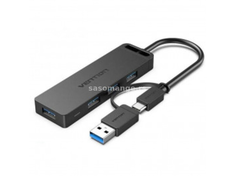 2 u 1 Type-C + USB 3.0 Hub sa 4 ulaza USB 3.0 - Crni