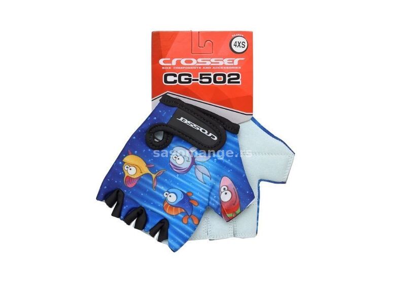 TOURDEFRANCE Rukavice dečije CROSSER CG FISH-KIDS SHORT FINGER blue 4XS