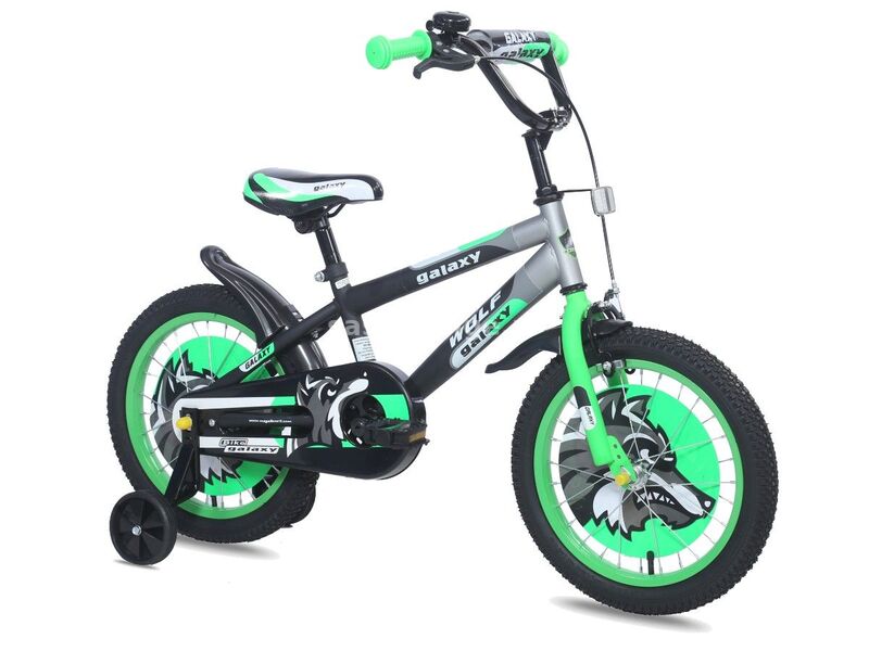 Bicikl dečiji WOLF 16" crna/siva/zelena