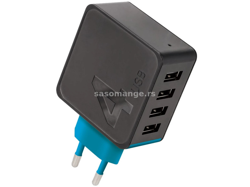 networking charger adapter 5V / 4800 mAh 4 x USB outlet Forever black / blue TC-04