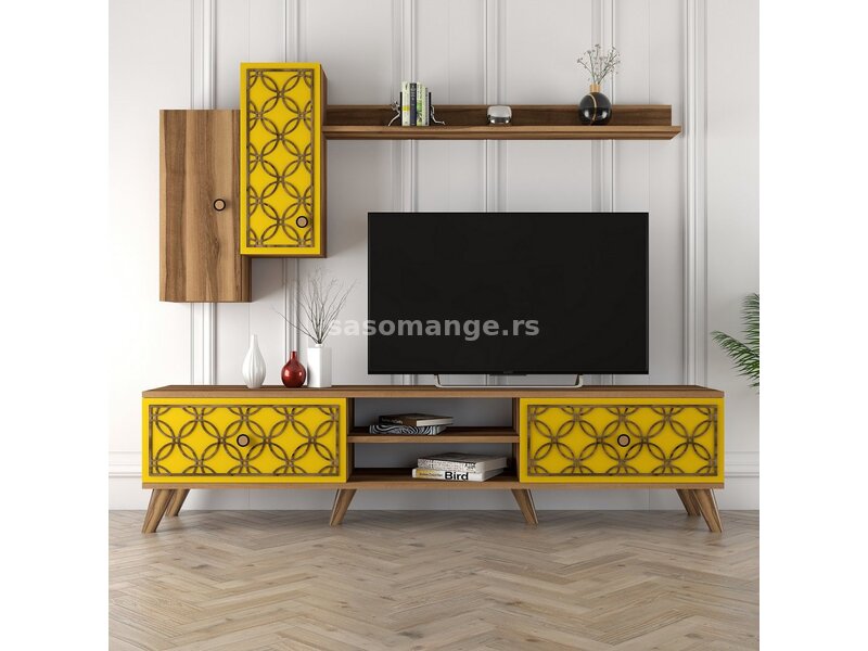 HANAH HOME TV polica Class S Walnut Yellow