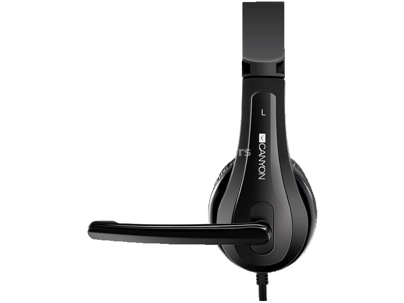 CANYON HSC-1 basic PC headset with microphone, combined 3.5mm plug, leather pads, Flat cable leng...