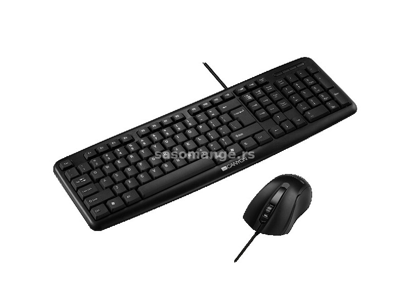 CANYON USB standard KB, 104 keys, water resistant AD layout bundle with optical 3D wired mice 100...