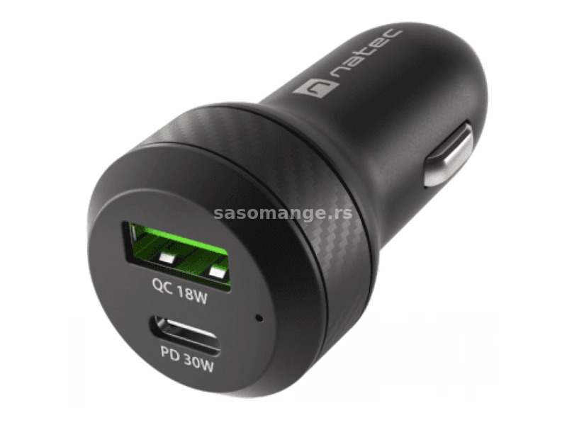 NATEC Coney Car charger USB + USB-C 30W black