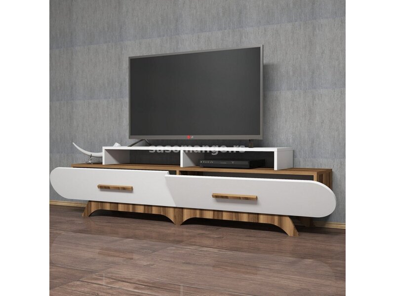 HANAH HOME TV polica Flora Walnut White