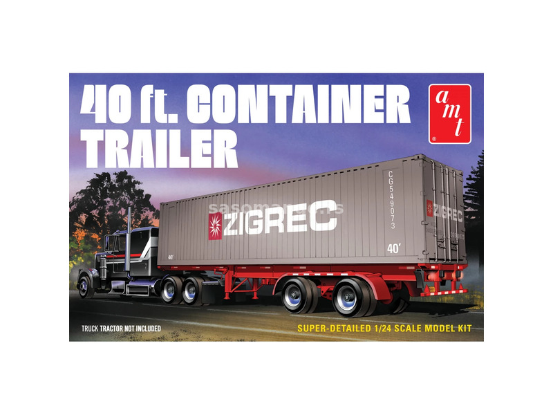ROUND2 AMT 1/25 40 ft. Semi Container Trailer container transport camion trailer model