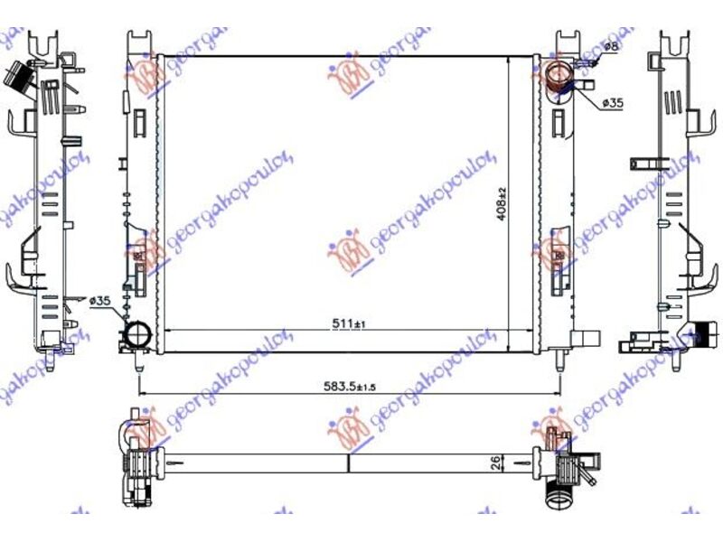 HLADNJAK MOTORA BENZIN/DIZEL (+AC) (51x40.8x2.7) 12- RENAULT SYMBOL 17-