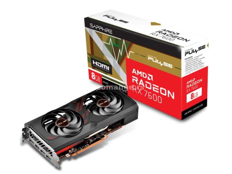 SVGA Sapphire Radeon RX 7600 Gaming OC Pulse 8GB GDDR6, 11324-01-20G