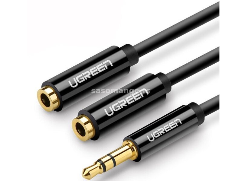 UGREEN AUX M na 2xAUX F kabl 25cm AV134 crni