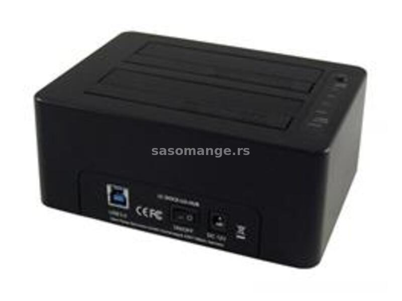 HDD D. Station dual bay LC-DOCK-U3-HUB 2xSSD/HDD, Black ,3x USB3.0 HUB