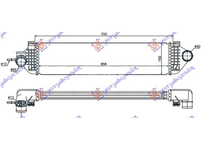 HLADNJAK INTERKULERA 1.6 16V TURBO (658x162x40) FORD FOCUS 11-14