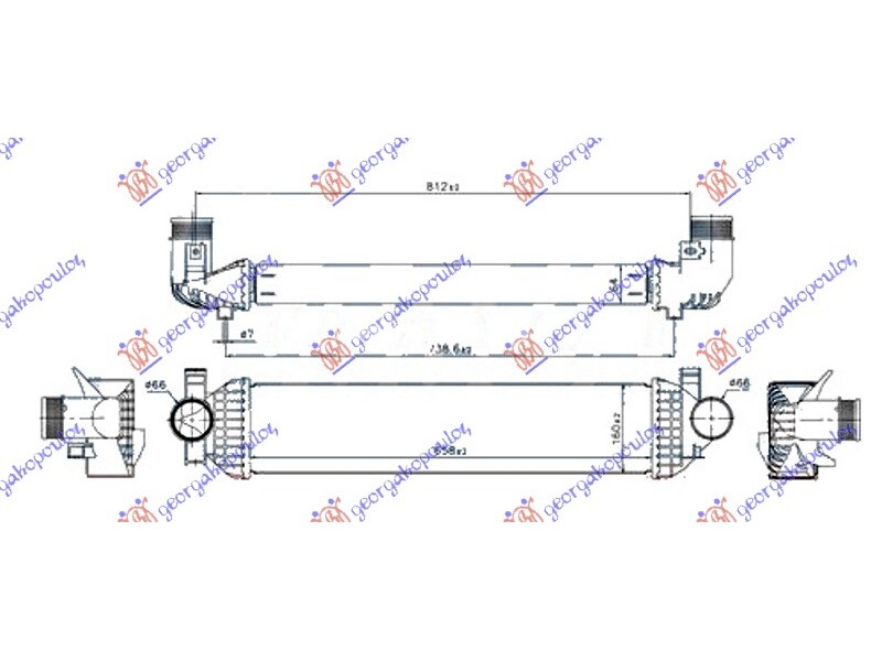 HLADNJAK INTERKULERA 2.0 TDCi DIZEL (650x160x64) FORD FOCUS C-MAX 14-