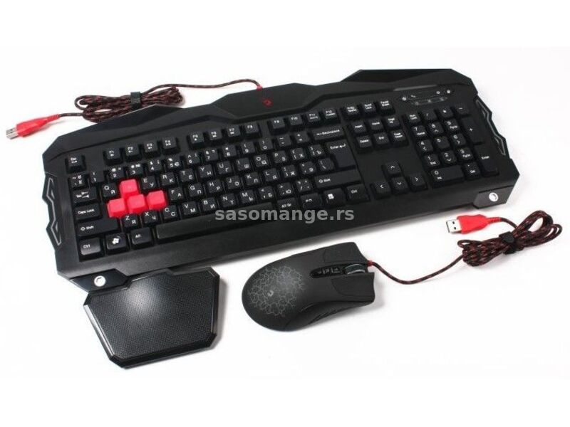 x-A4-B2100 A4Tech Bloody Gejmerska svetleca tastatura(LED)+mis, black, USB,US layout B210+V9C