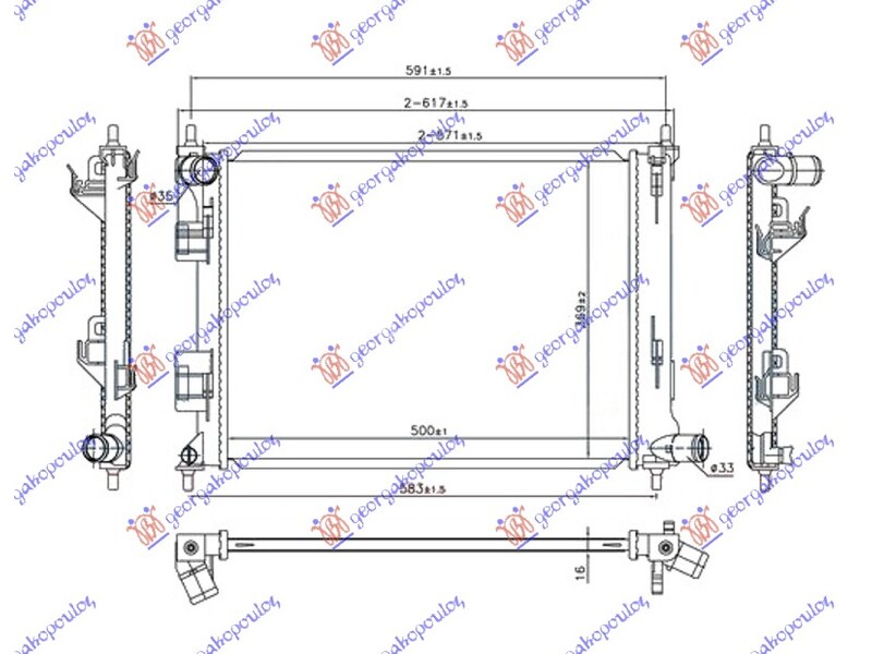 HLADNJAK MOTORA 1.2/1.4i BENZIN (MAN) (500x380x16) HYUNDAI i20 12-14