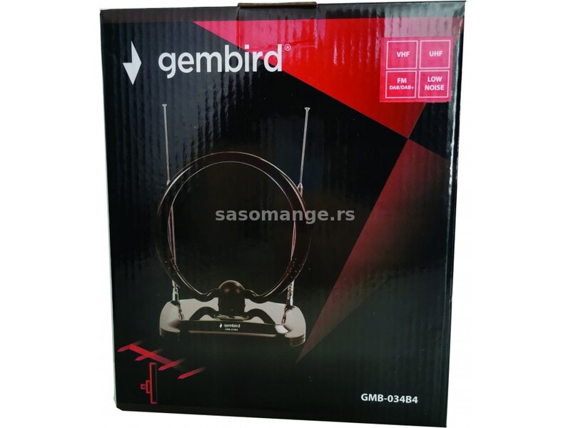 GMB-034B4 Gembird Antena sobna sa pojacalom, UHF/VHF, dobit 20dB, 12V crna