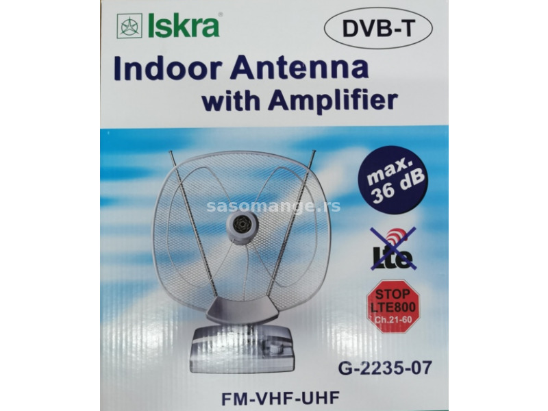 Antena Iskra G2235-07 sobna sa pojacalom, UHF/VHF, dobit 36dB, 220v + 12v FO