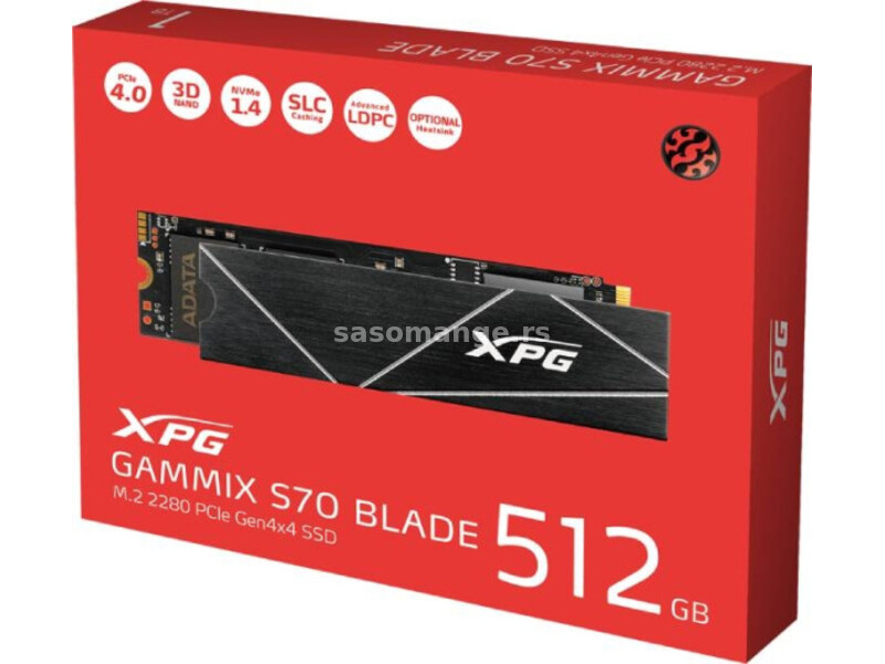 A-DATA 512GB M.2 PCIe Gen4x4 XPG GAMMIX S70 BLADE AGAMMIXS70B-512G-CS SSD