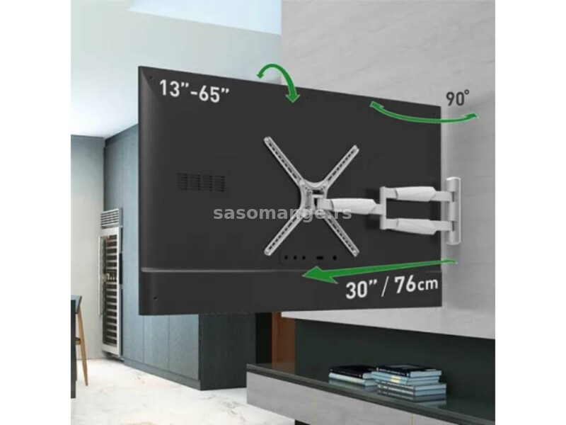 BARKAN BM343XLW LCD TV zidni nosač do 65" beli za ravne i zakrivljene televizore