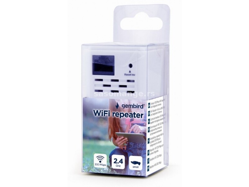 WNP-RP300-03 Gembird WiFi ripiter/ruter 300Mbps, 2x3dBi, RF pwr &lt;20dBm, 1x LAN white