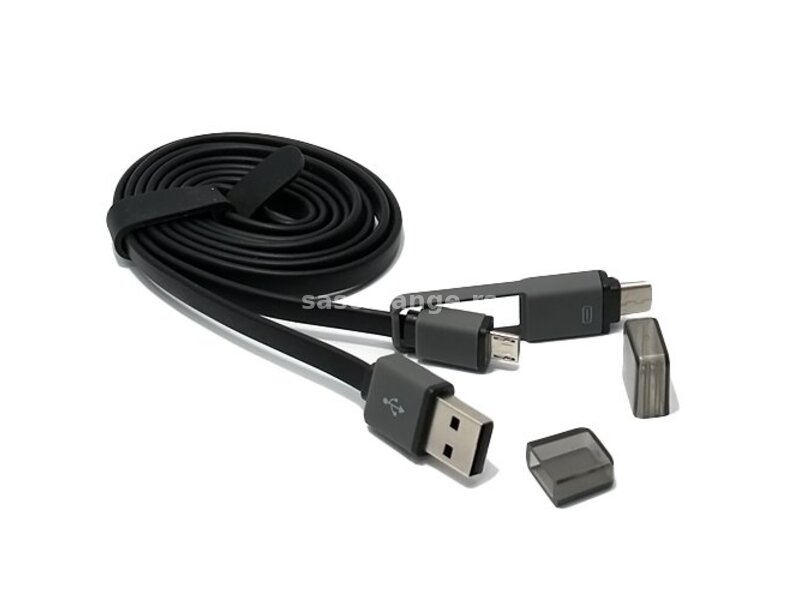 Micro USB / Type C 2u1 kabal crni