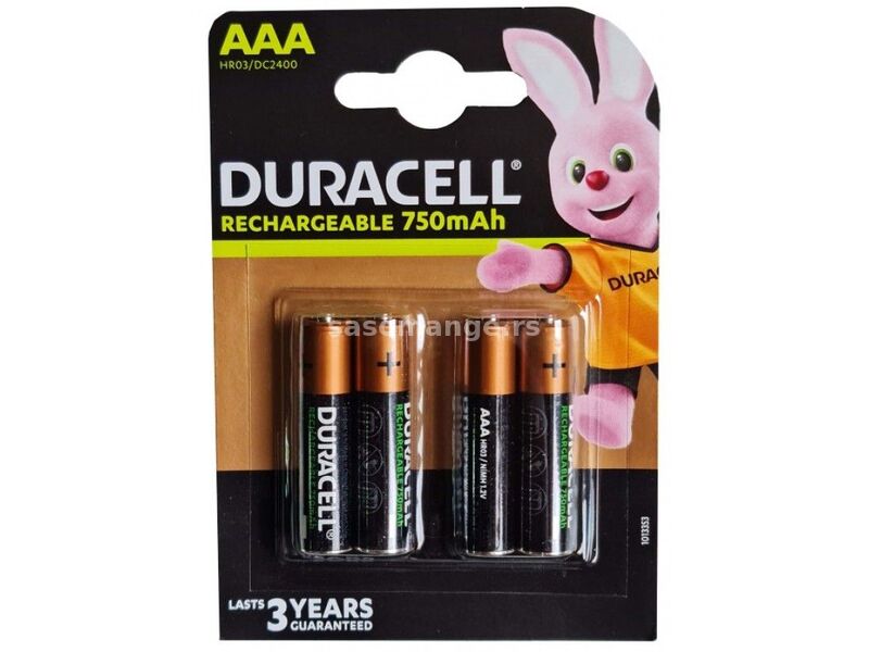 DURACELL Baterija punjiva 750mAh AAA/ R3 MN2400/ 4 kom (cena po komadu)