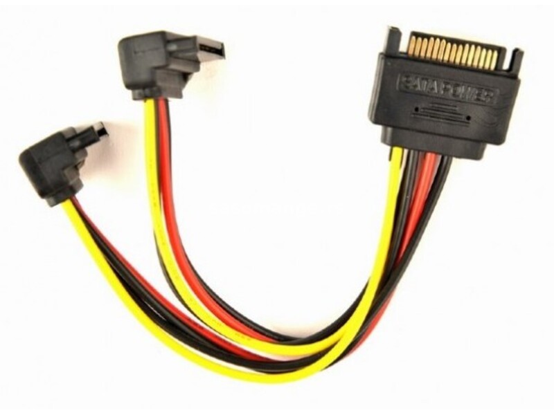 CC-SATAM2F-02 Gembird SATA power splitter cable with angled(90) output connectors, 0.15 m