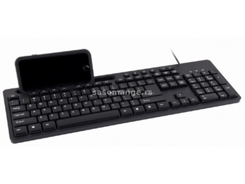 KB-UM-108 Gembird Multimedijalna tastatura US layout black USB sa drzacem za telefon A