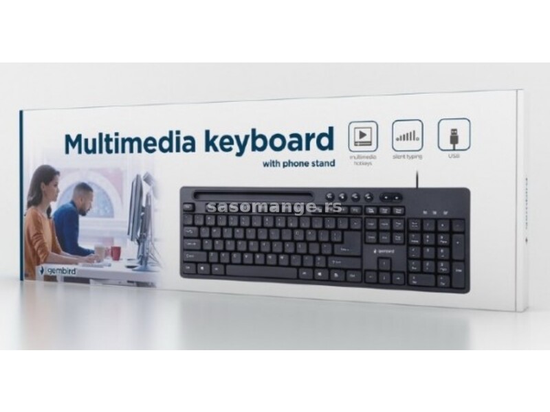 KB-UM-108 Gembird Multimedijalna tastatura US layout black USB sa drzacem za telefon A