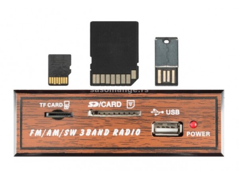 Radio prijemnik RRT3B prenosni retro 2x3W, FM, USB, microSD, Bluetooth, baterija 1300mAh