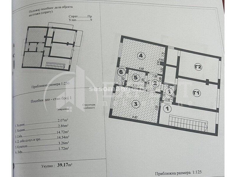 Nov dvosoban stan, prizemlje i deo dvorišta, 39 m2, Durlan