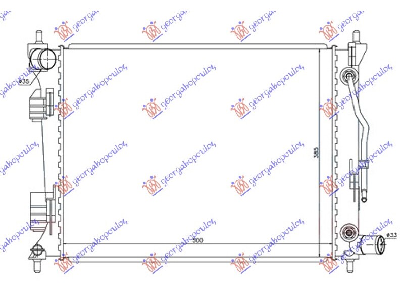 HLADNJAK MOTORA 1.4/1.6i BENZIN (AUTO) (500x380x16) HYUNDAI i20 12-14