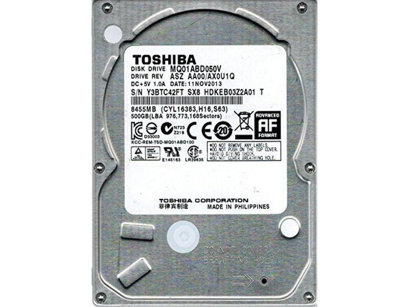 HDD 2.5 * 500GB MQ01ABD050V TOSHIBA 5400RPM 16MB 9.5mm SATA (1349)