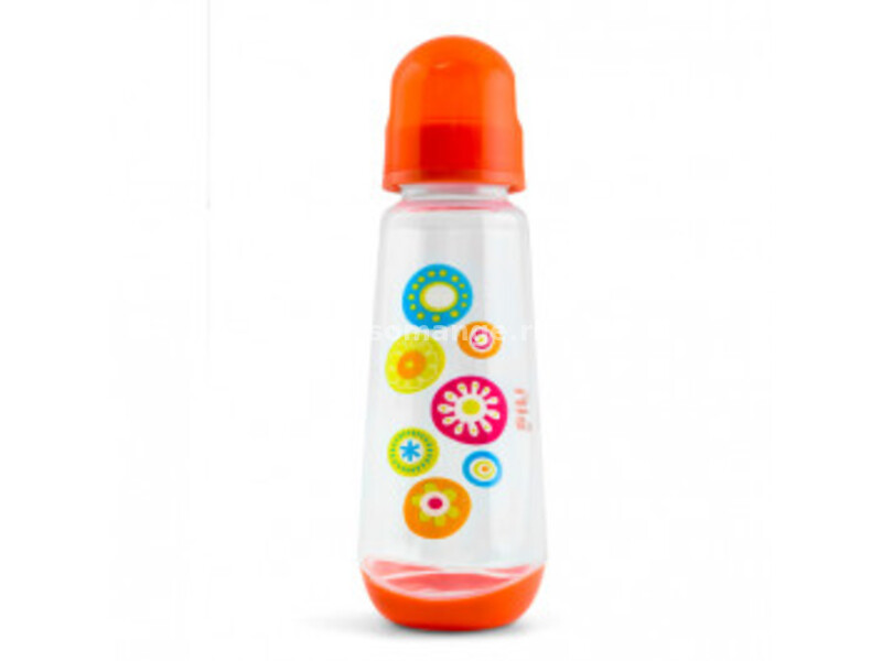 ELFI plastična flašica sa silikonskom cuclom 250ml RK02 - narandžasta
