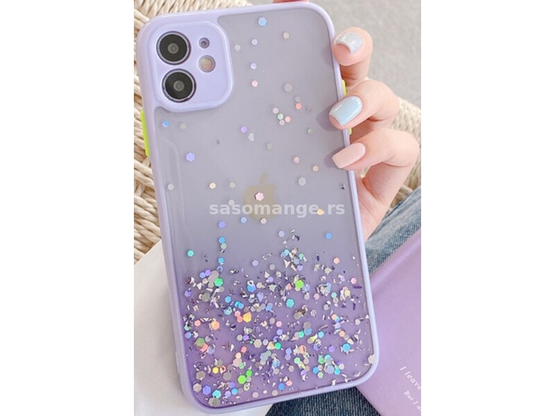 MCTK6-IPHONE 13 Pro Max * Furtrola 3D Sparkling star silicone Purple (139)