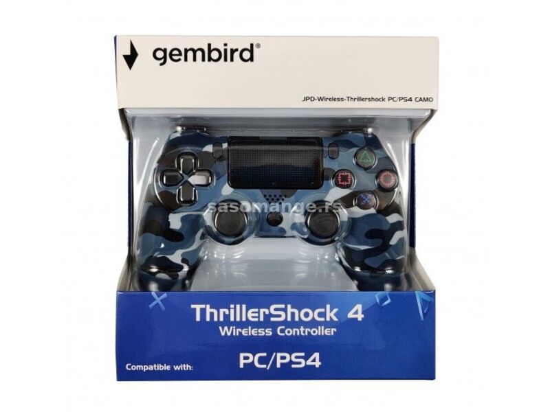 GEMBIRD JPD-Wireless-Thrillershock PC/PS4 CAMO BLUE Bezicni gamepad sa dvostrukom vibracijom