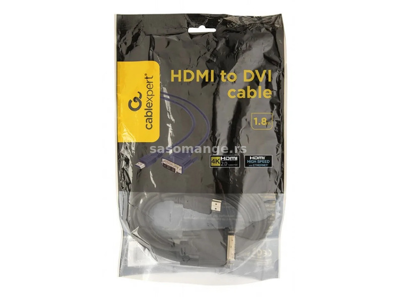 GEMBIRD CC-HDMI-DVI-6 Gembird HDMI to DVI male-male kabl 1,8m