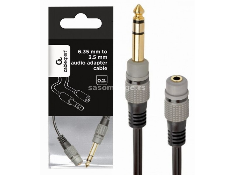 A-63M35F-0.2M Gembird 6.35mm to 3.5mm audio adapter cable, 0.2m