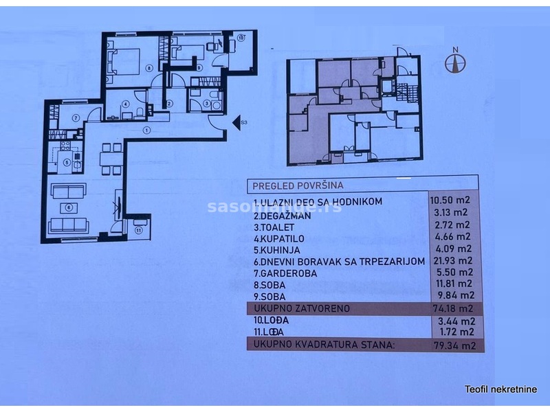 VRACAR ,CRVENI KRST ,79m2 , (2L) ,261800e