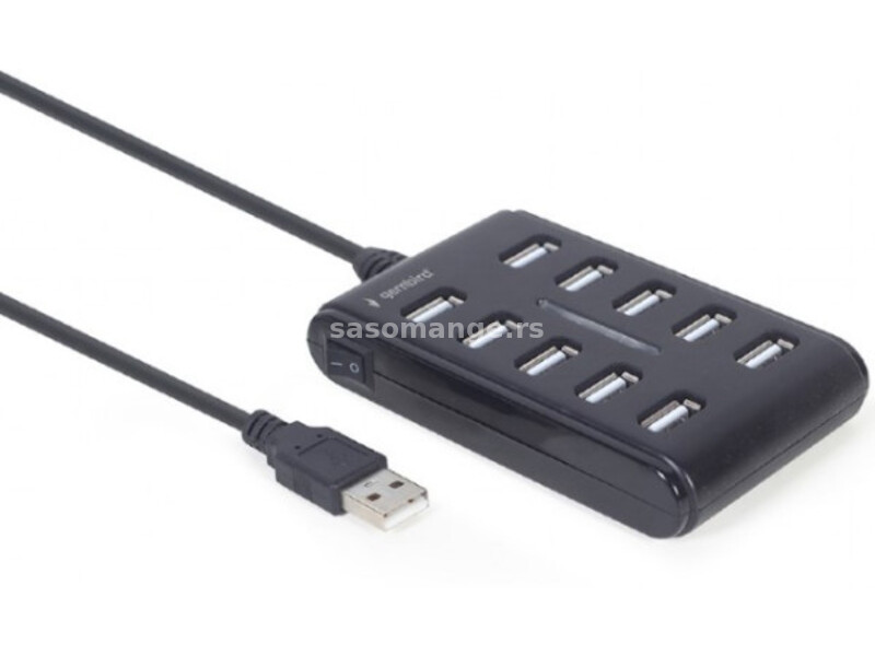 UHB-U2P10P-01 Gembird 10-port USB 2.0 HUB, black