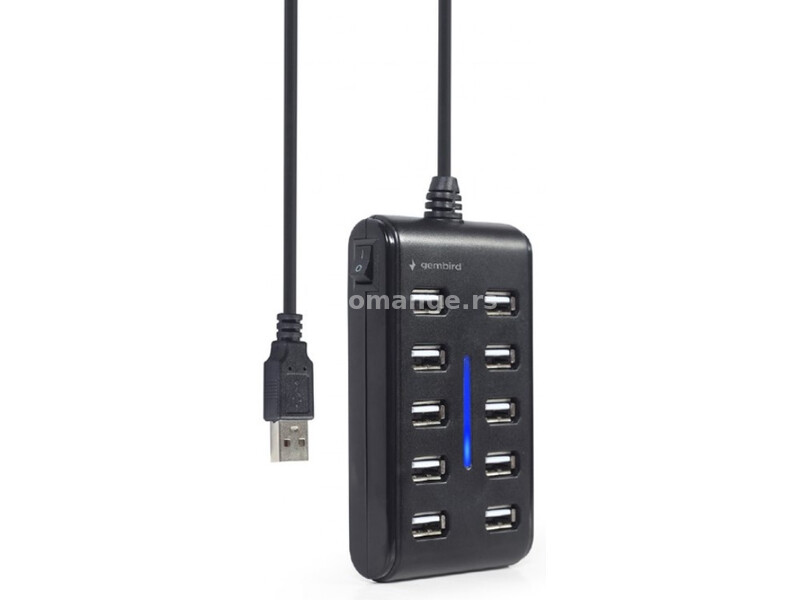 UHB-U2P10P-01 Gembird 10-port USB 2.0 HUB, black