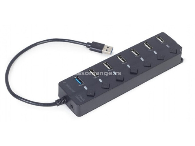 UHB-U3P1U2P6P-01 Gembird 7-port USB hub (1xUSB 3.1 + 6xUSB 2.0) with switches, black