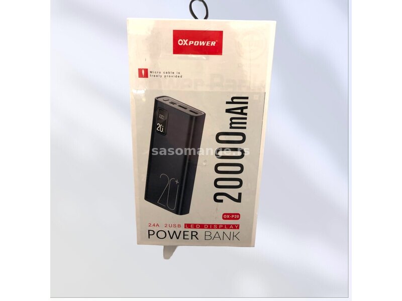 OxPower power bank 20000mAh crni