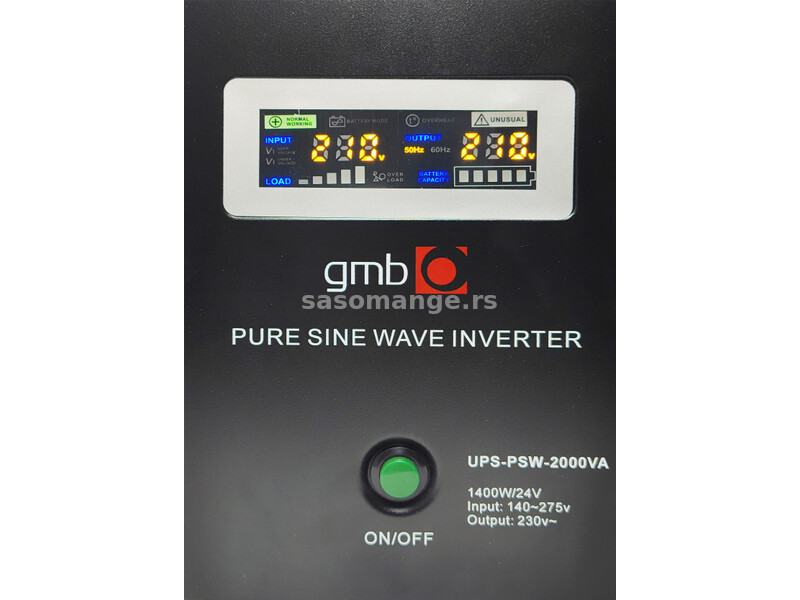 UPS-PSW-2000VA GMB LONG, cist sinusni pretvarac sa produzenom autonomijom 1400W-220V/24V