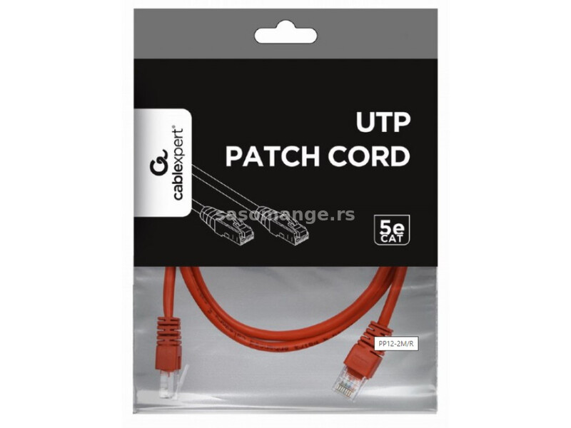 PP12-2M/R Gembird Mrezni kabl, CAT5e UTP Patch cord 2m red A
