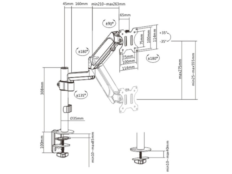 MA-DA1P-01 Gembird Podesivi stoni drzac za monitor,tilt, 17-32 max.9kg